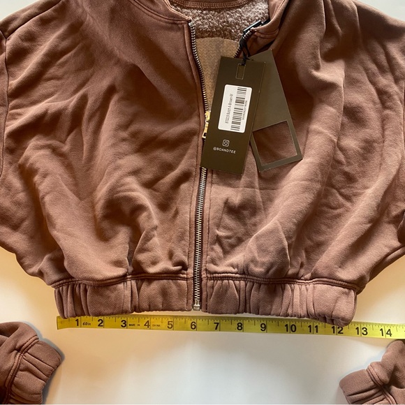 Bo+Tee /Oh Polly Vintage Sport Collection Crop Hoodie Full ZIP Brown Sz M NWT - Picture 11 of 14